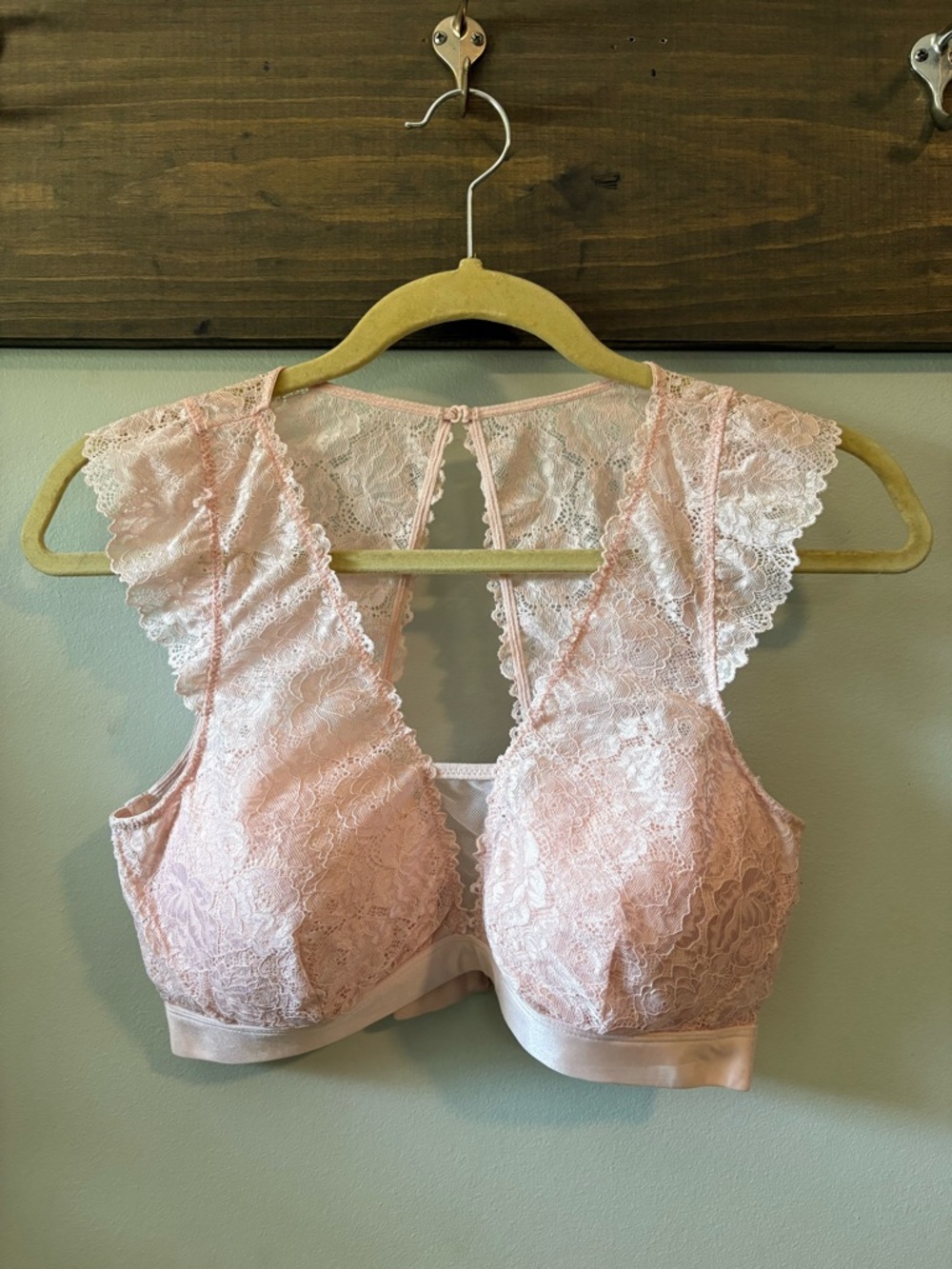 Lace Plunge Bralette in Light Pink - Women Intimates